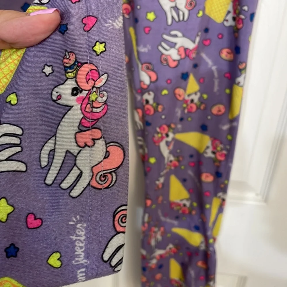 Justice Girls Pajama Set Purple Unicorns Sz 12